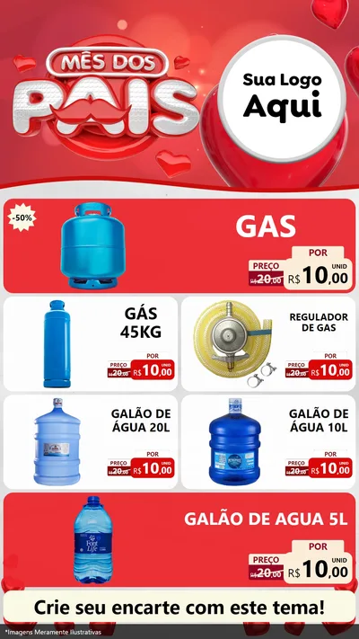 Modelo de TV para TV Vertical com o tema Mês dos Pais para Água e gás