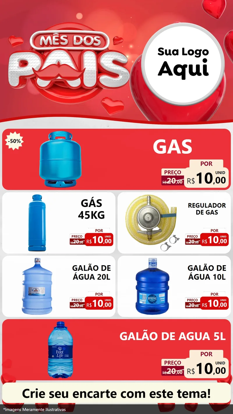 Modelo de TV para TV Vertical com o tema Mês dos Pais para Água e gás