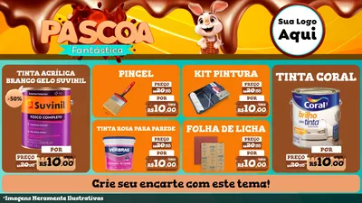 Modelo de TV para TV Horizontal com o tema Páscoa Fantástica para Tintas e Ferramentas