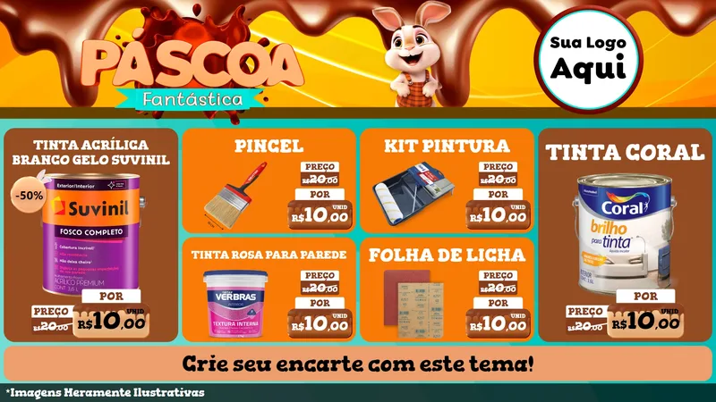 Modelo de TV para TV Horizontal com o tema Páscoa Fantástica para Tintas e Ferramentas