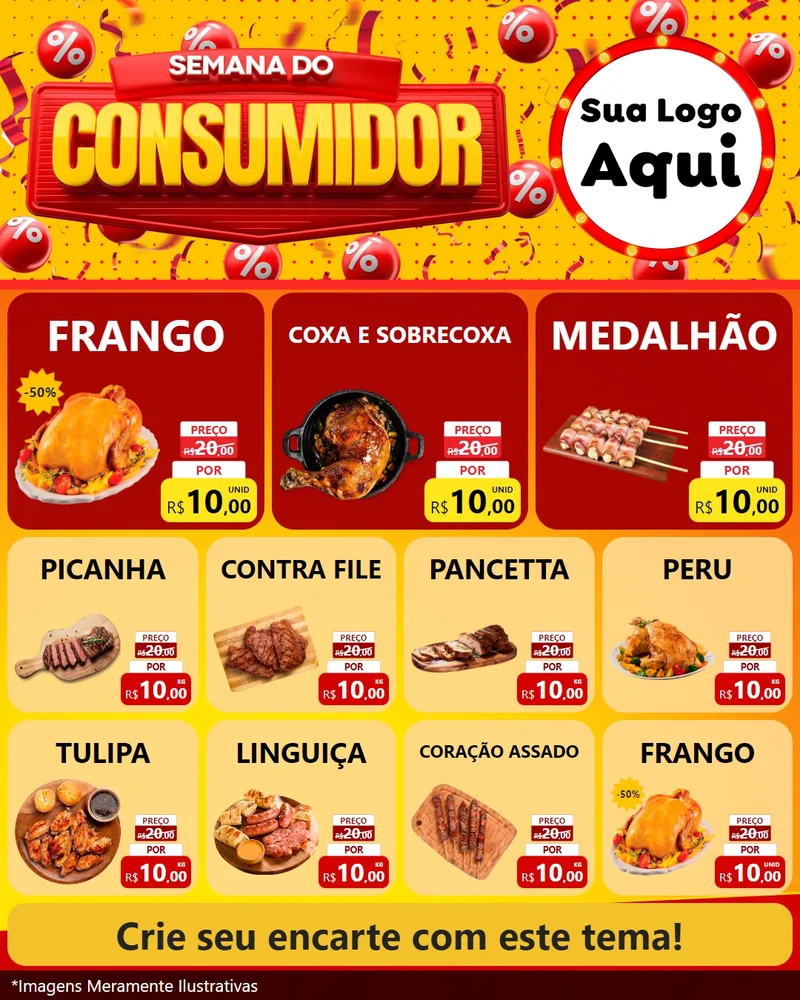 Modelo de Rede Social para Feed Instagram com o tema Semana do Consumidor para Assados