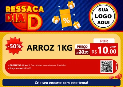 Modelo de Cartaz para Cartaz A4 Horizontal com o tema Ressaca Dia D para Supermercado