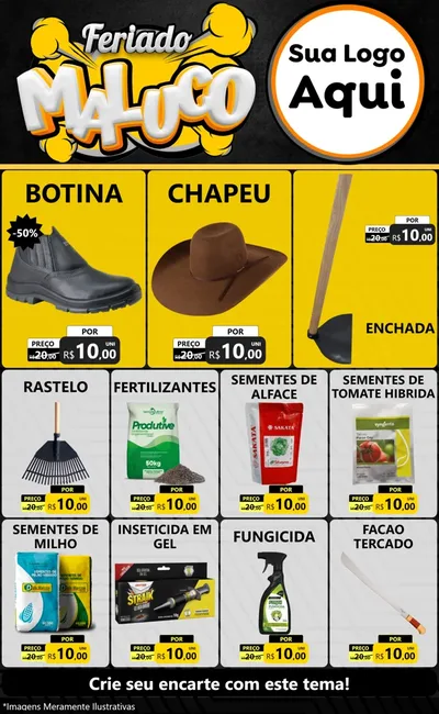 Modelo de Encarte para Encarte Grande com o tema Feriado Maluco para Agropecuária