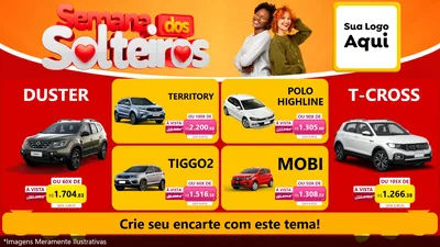 Modelo de TV para TV Horizontal com o tema Semana dos Solteiros para Concessionaria de Carros