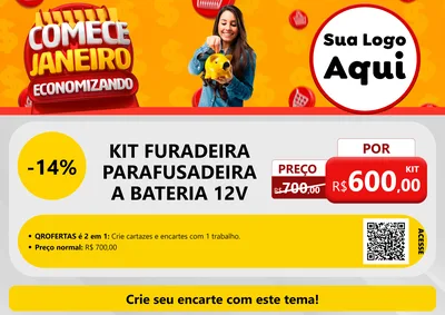 Modelo de Cartaz para Cartaz A4 Horizontal com o tema Comece Janeiro Economizando para Maquinas e Ferramentas
