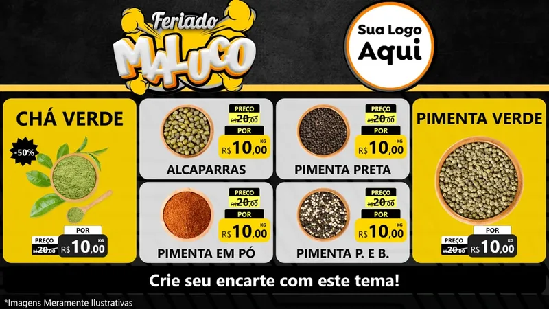 Modelo de TV para TV Horizontal com o tema Feriado Maluco para Produtos Naturais
