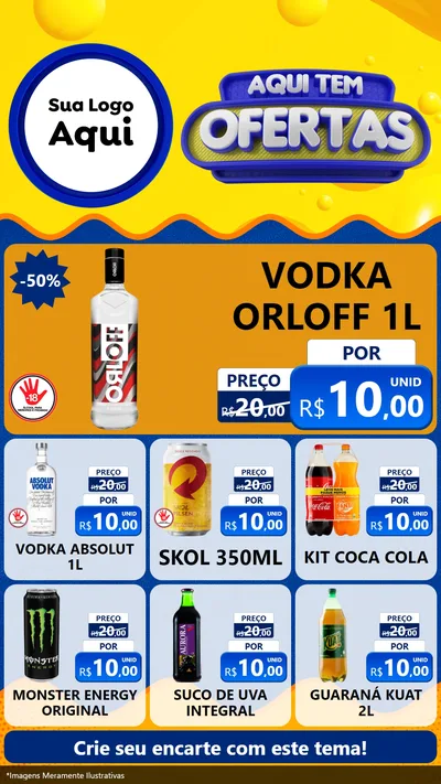 Modelo de Rede Social para Stories com o tema Aqui Tem Ofertas para Distribuidora de bebidas