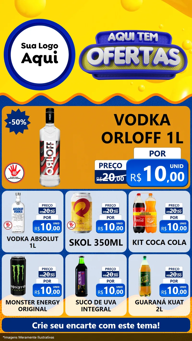 Modelo de Rede Social para Stories com o tema Aqui Tem Ofertas para Distribuidora de bebidas