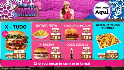 Modelo de TV para TV Horizontal com o tema Descontos de Inverno para Hamburgueria