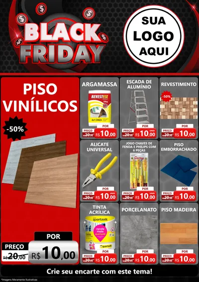 Modelo de Encarte para Encarte A4 Vertical com o tema Black Friday para Material para Construção