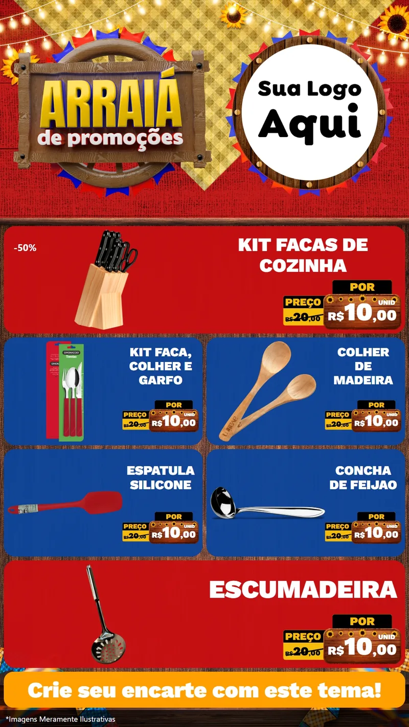 Modelo de TV para TV Vertical com o tema Arraiá de Promoções para Utilidades Domésticas
