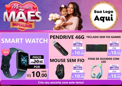 Modelo de Encarte para Encarte A4 Horizontal com o tema Mês das Mães Imperdível para Informática