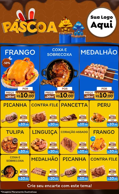 Modelo de Encarte para Encarte Grande com o tema Páscoa para Assados