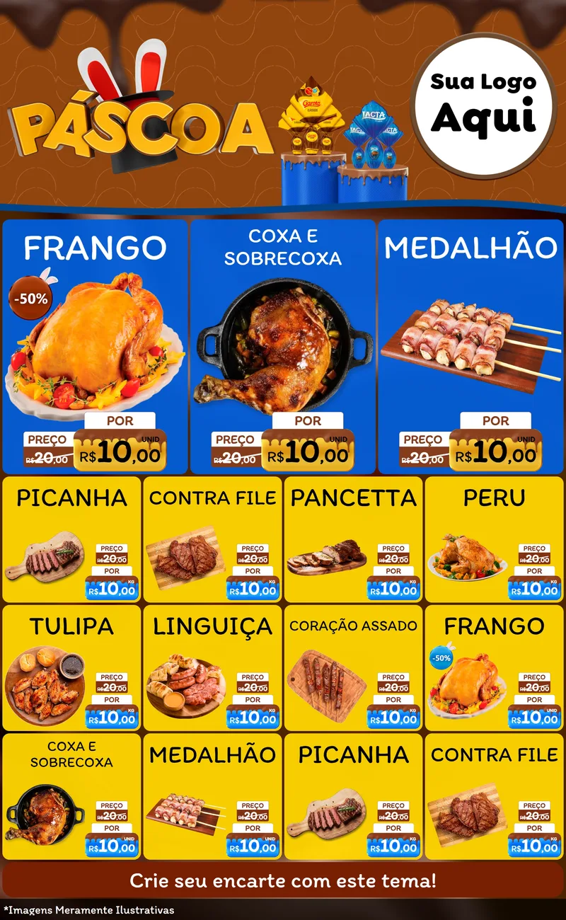 Modelo de Encarte para Encarte Grande com o tema Páscoa para Assados