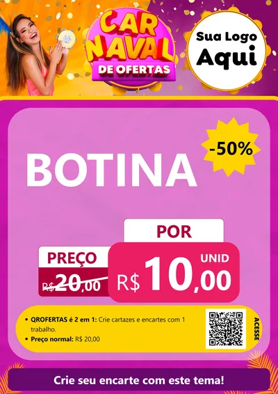 Modelo de Cartaz para Cartaz A4 Vertical com o tema Carnaval de Ofertas para Agropecuária