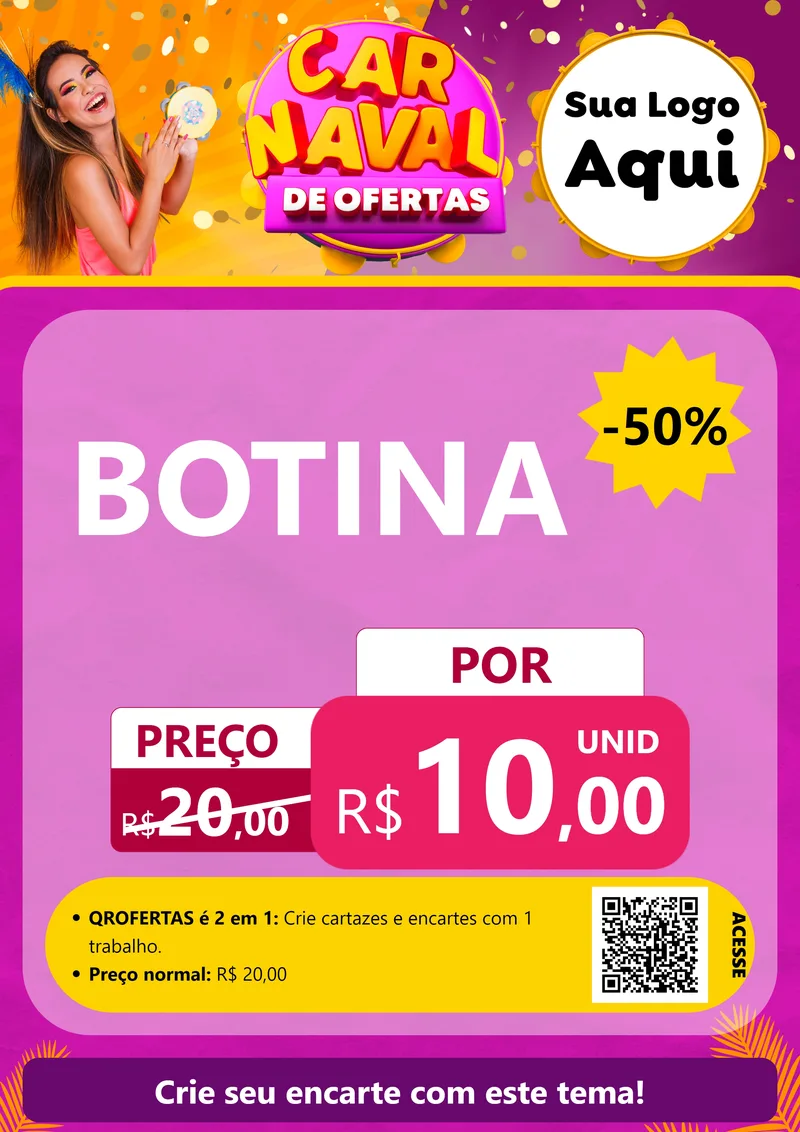 Modelo de Cartaz para Cartaz A4 Vertical com o tema Carnaval de Ofertas para Agropecuária