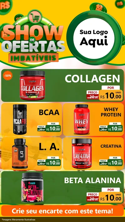 Modelo de TV para TV Vertical com o tema Show de Ofertas Imbatíveis para Suplementos alimentares