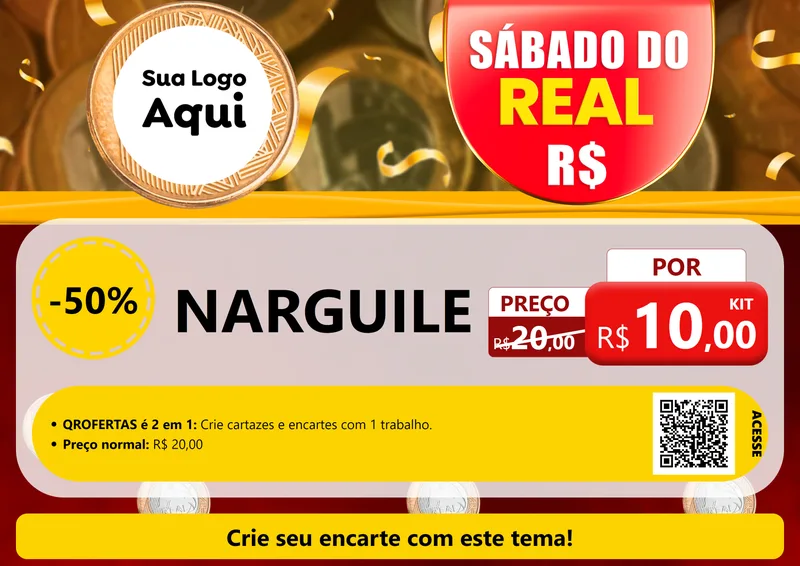 Modelo de Cartaz para Cartaz A4 Horizontal com o tema Sábado do Real para Tabacaria