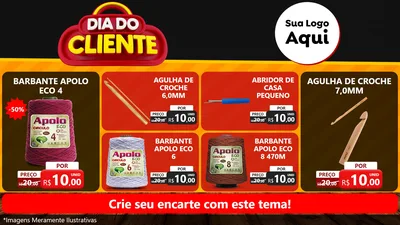 Modelo de TV para TV Horizontal com o tema Dia do Cliente para Armarinho e Aviamentos