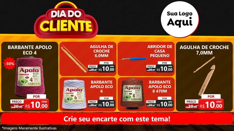 Modelo de TV para TV Horizontal com o tema Dia do Cliente para Armarinho e Aviamentos