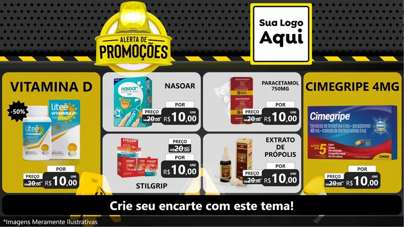 Modelo de TV para TV Horizontal com o tema Alerta de Promoções para Farmácia