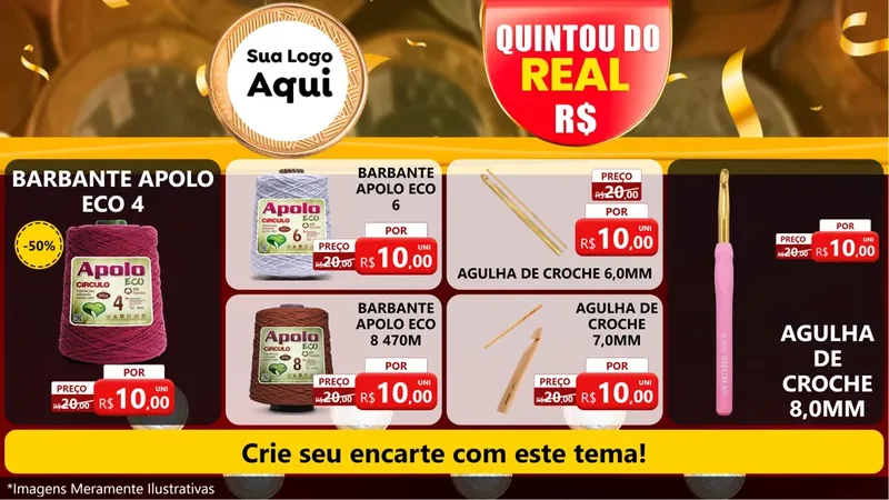 Modelo de TV para TV Horizontal com o tema Quintou do Real para Armarinho e Aviamentos
