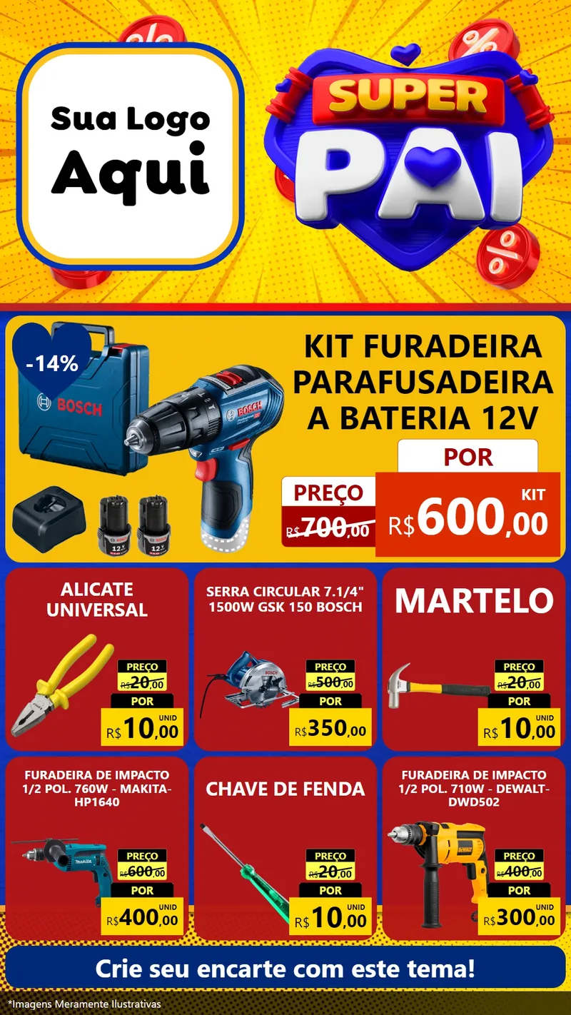 Modelo de Rede Social para Stories com o tema Super Pai para Maquinas e Ferramentas