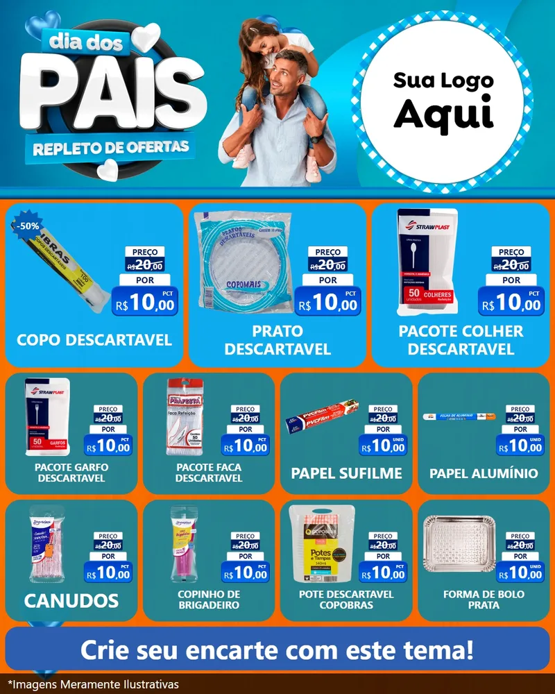 Modelo de Rede Social para Feed Instagram com o tema Dia Dos Pais Repleto de Ofertas para Embalagens