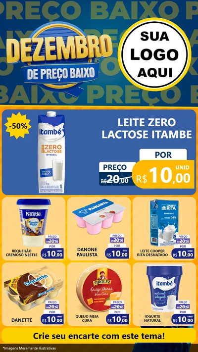 Modelo de Rede Social para Stories com o tema Dezembro de Preço Baixo para Frios e Laticínios