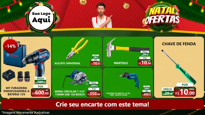 Modelo de TV para TV Horizontal com o tema Natal de Ofertas para Maquinas e Ferramentas
