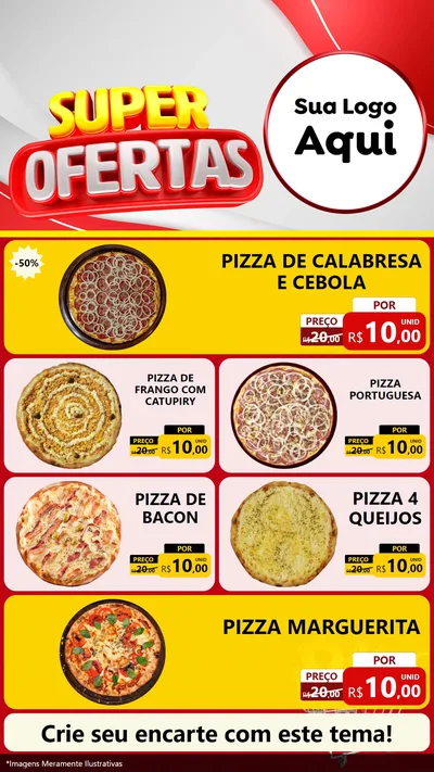 Modelo de TV para TV Vertical com o tema Super Ofertas para Pizzaria