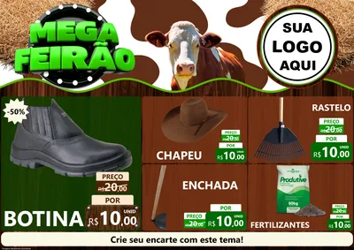 Modelo de Encarte para Encarte A4 Horizontal com o tema Mega Feirão - Agro para Agropecuária