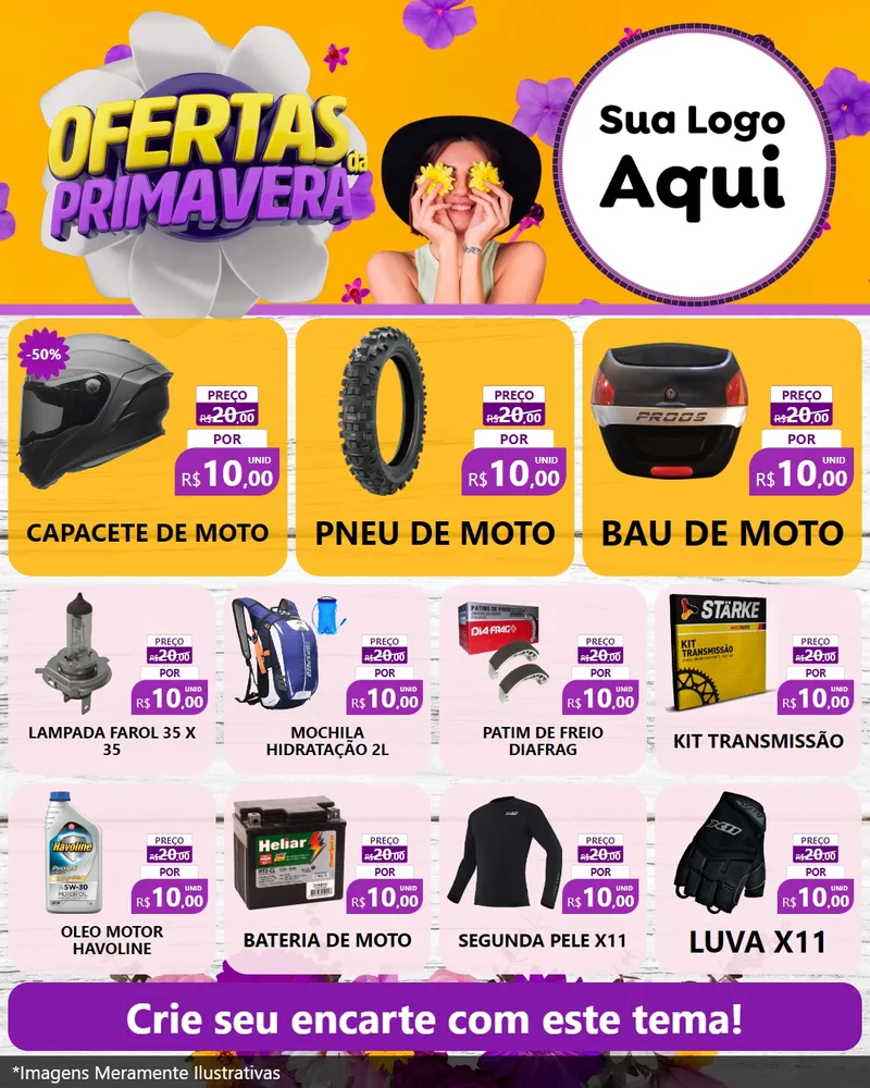 Modelo de Rede Social para Feed Instagram com o tema Ofertas Da Primavera para Moto peças