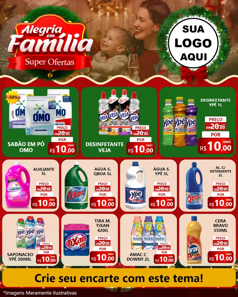 Modelo de Rede Social para Feed Instagram com o tema Alegria Em Família - Super Ofertas para Produtos de Limpeza