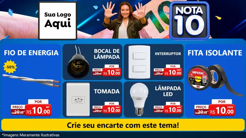 Modelo de TV para TV Horizontal com o tema Nota 10 para Materiais Elétricos