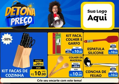 Modelo de Encarte para Encarte A4 Horizontal com o tema Detona Preços para Utilidades Domésticas