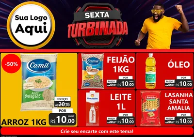 Modelo de Encarte para Encarte A4 Horizontal com o tema Sexta Turbinada para Supermercado