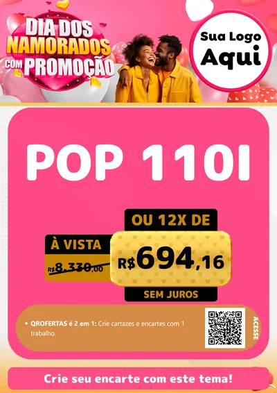 Modelo de Cartaz para Cartaz A4 Vertical com o tema Dia dos Namorados com Promoção para Concessionaria de Motos