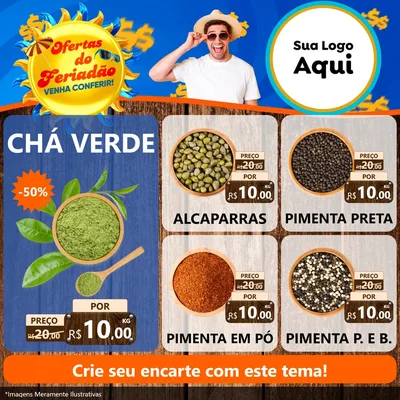 Modelo de Rede Social para Feed Facebook com o tema Ofertas do Feriadão para Produtos Naturais