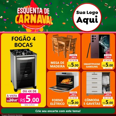 Modelo de Rede Social para Feed Facebook com o tema Esquenta de Carnaval para Móveis e Eletro