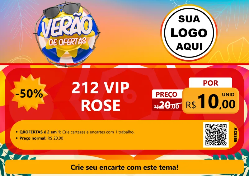 Modelo de Cartaz para Cartaz A4 Horizontal com o tema Verão de Ofertas para Perfumes