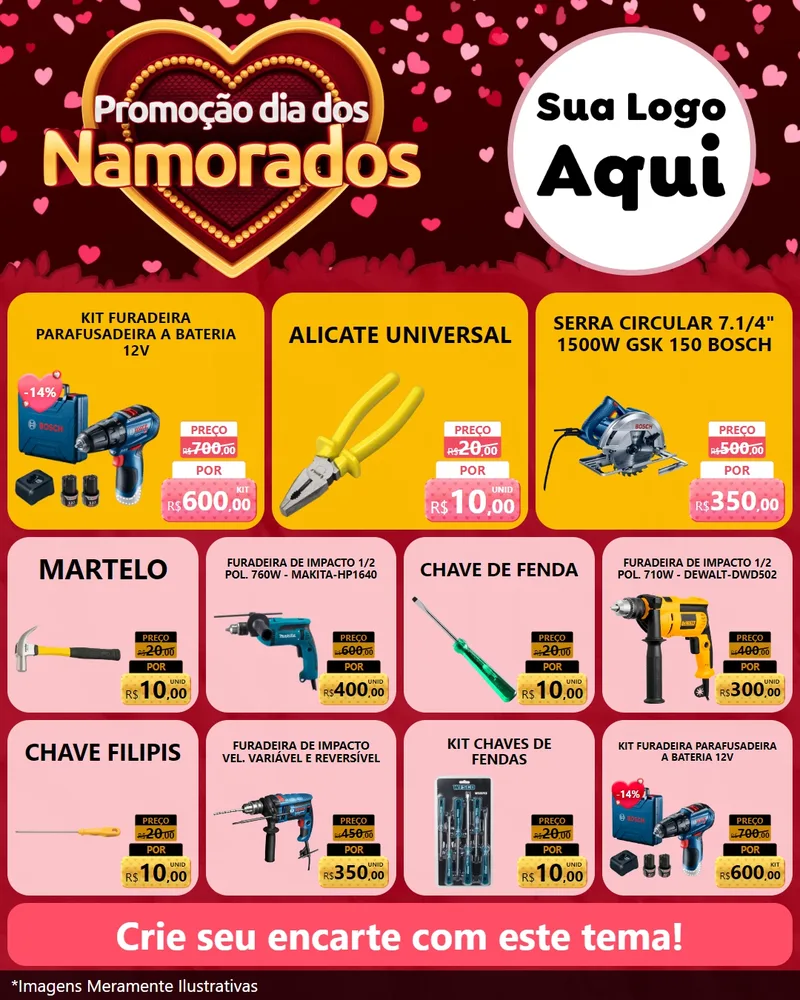 Modelo de Rede Social para Feed Instagram com o tema Promoção Dia Dos Namorados para Maquinas e Ferramentas