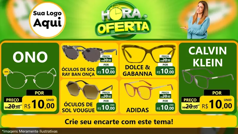 Modelo de TV para TV Horizontal com o tema Hora da Oferta para Óticas