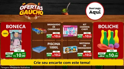 Modelo de TV para TV Horizontal com o tema Ofertas Dia do Gaúcho para Brinquedos