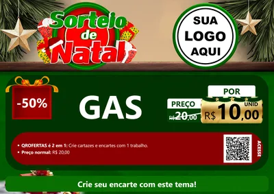Modelo de Cartaz para Cartaz A4 Horizontal com o tema Sorteio de Natal para Água e gás