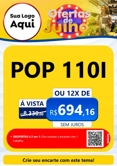 Modelo de Cartaz para Cartaz A4 Vertical com o tema Ofertas de Julho para Concessionaria de Motos