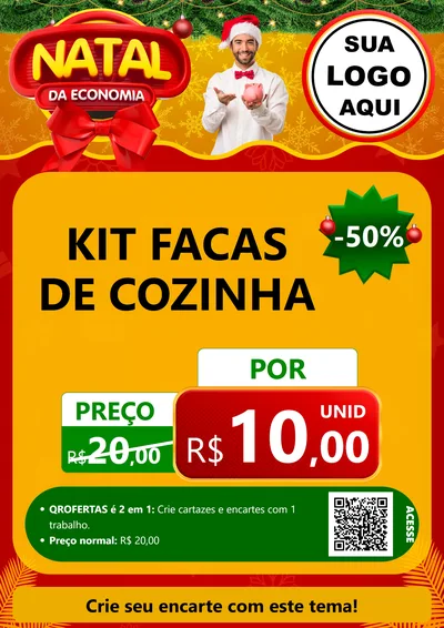 Modelo de Cartaz para Cartaz A4 Vertical com o tema Natal da Economia para Utilidades Domésticas