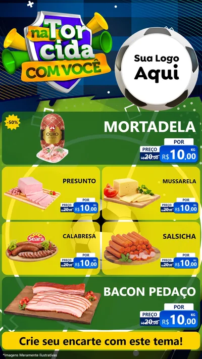 Modelo de TV para TV Vertical com o tema Na Torcida Com Você - Copa para Frios e Laticínios