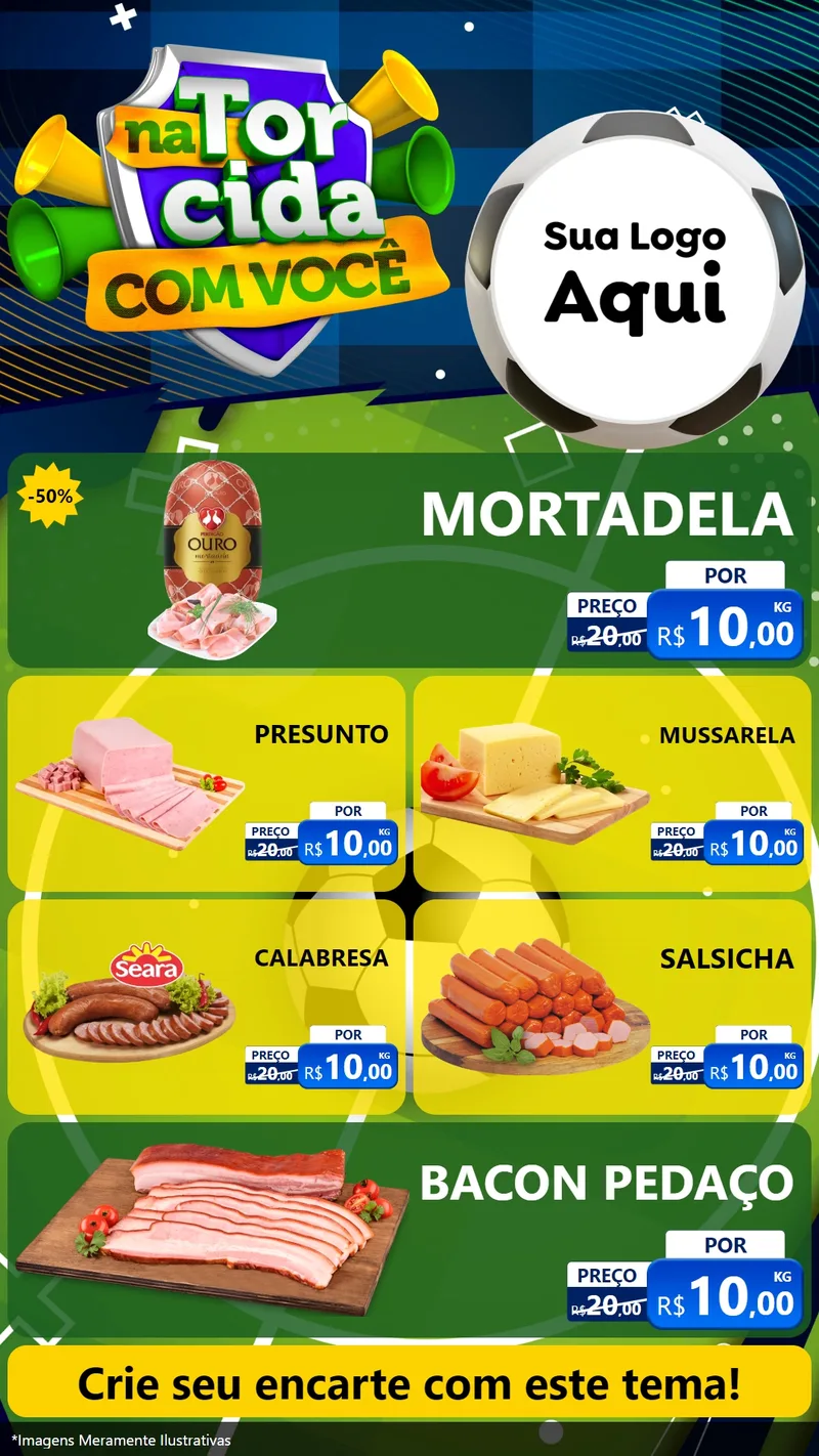 Modelo de TV para TV Vertical com o tema Na Torcida Com Você - Copa para Frios e Laticínios
