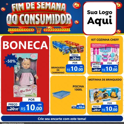 Modelo de Rede Social para Feed Facebook com o tema Fim de Semana do Consumidor para Brinquedos